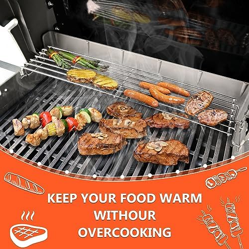 QuliMetal Stainless Steel Warming Rack for Weber Spirit 300, Grill Parts for Weber Spirit 2 300 Series Grills with Front Control Knobs, 7641 Upper Rack for Weber Genesis Silver Gold B/C Grills