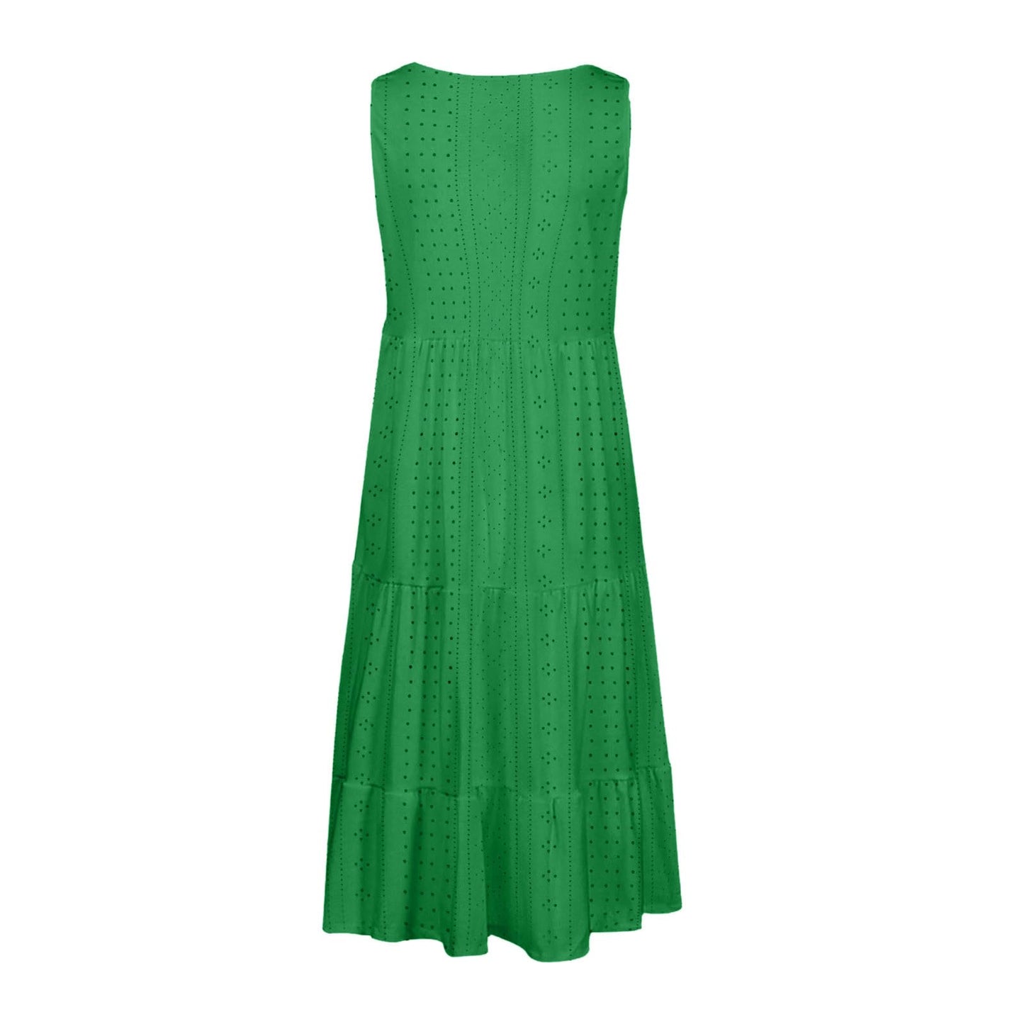 Anjikang Open Box Deals Clearance Summer Dresses for Women 𝟮𝟬𝟮𝟰 Sleeveless Beach Tank Dresses Tiered Ruffle Swing Dress Casual Solid Color Dresses, Large