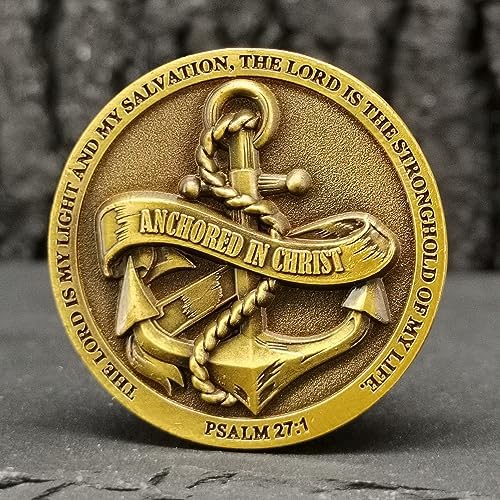 Anchored in Christ Challenge Coin A Symbol of Faith and Strength Christian Pocket Hug Token (Pack of 10)