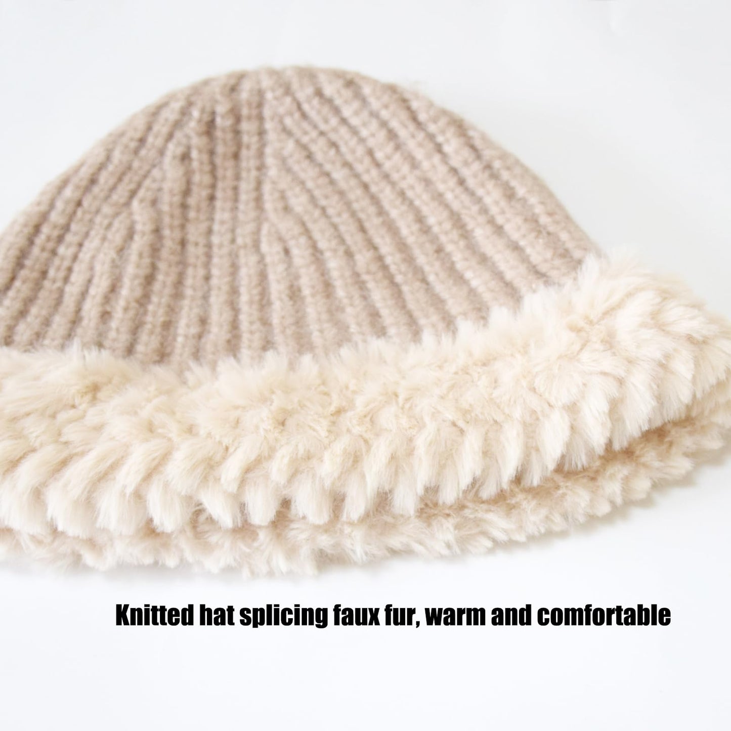 AICHUAN Women Winter Hats with Furry Fluffy Brim Winter Warm Beanie Hat Skullies Beanies Ski Cap for Men Khaki
