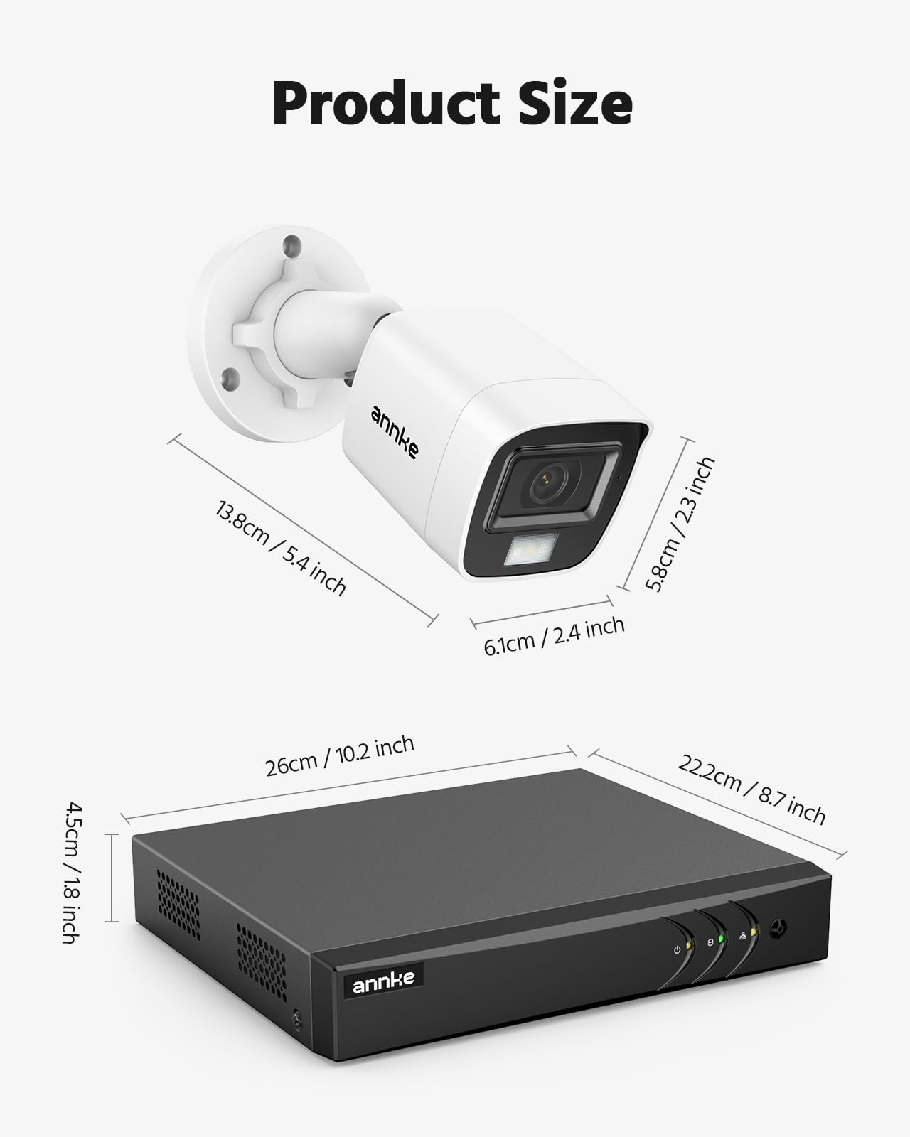 ANNKE 8CH 3K Lite Wired Security Camera System, H.265+ DVR with AI Human/Vehicle Detection, 4X 1080p CCTV Bullet Cams, Smart Color Night Vision, Easy Remote Access, IP67, No Hard Drive Disk