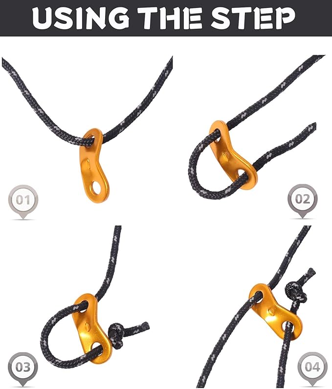 Hikeman 10 Pack 4mm Camping Rope Reflective Outdoor Guy Lines with Aluminum Guyline Adjuster Tensioners Nylon Tent Tie Downs for Hiking Backpacking Tarp,Canopy Shelter (Black)