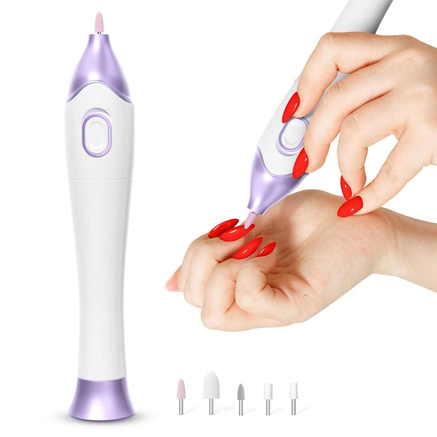 Cordless Electric Nail Drill, Professional Nail File Dremel Tool, Efile Drill Machine, Acrylic Tool Kit, Portable Grinder, Gel Polish Shaper, Compact Uñas Filing Device Salon-Style Results Anywhere