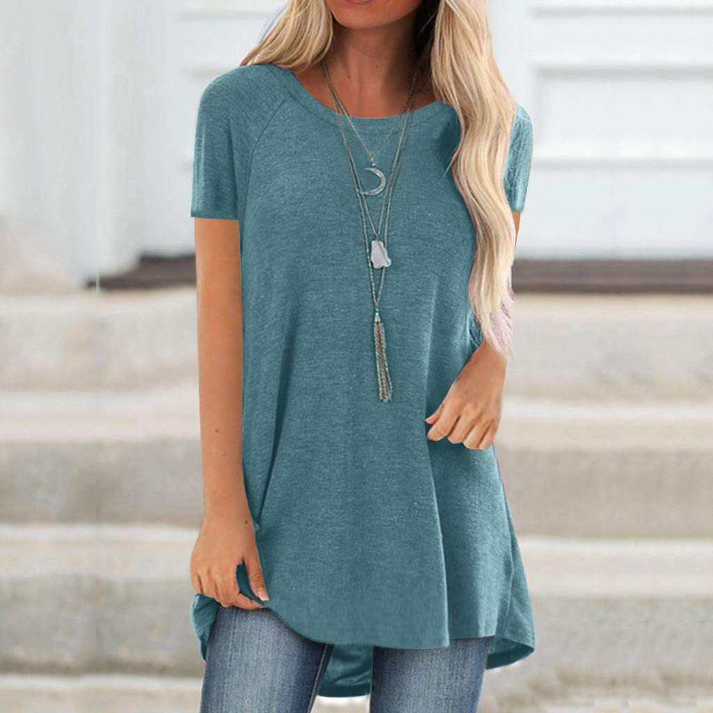 Aniywn Women's Plus Size Sweatshirt Tops Ladies Baggy Short/Long Sleeve Thin Solid/Printing Pullover Blouse T Shirts