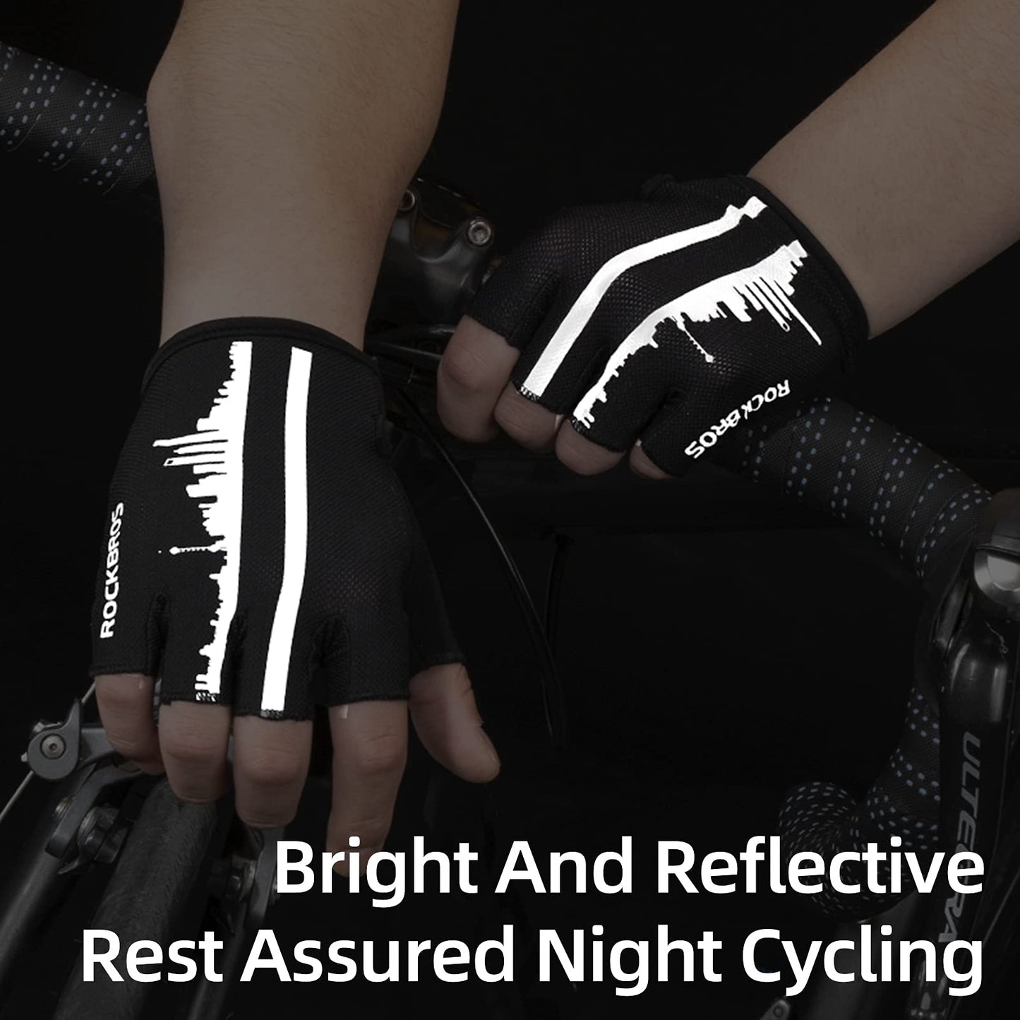 ROCKBROS Bike Gloves for Men Half Finger Biking Glove Cycling Gloves MTB Mountain Road Bicycle Gloves Shock-Absorbing SBR Pad Anti-Slip Breathable Summer Unisex Women