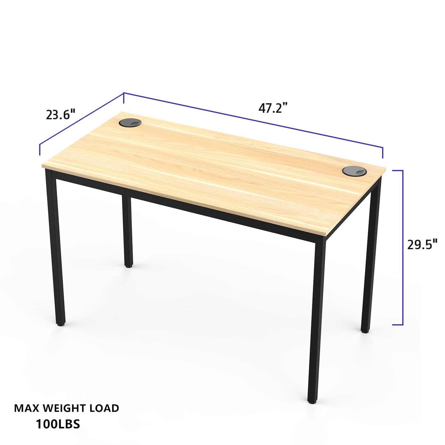 EE EUREKA ERGONOMIC 47 Inch Walnut Home Office PC Computer Desk, Simple Modern Work Study Writing Gaming Table for Small & Medium Spaces Desktop with Black Metal Legs, Sturdy & Easy Assembly