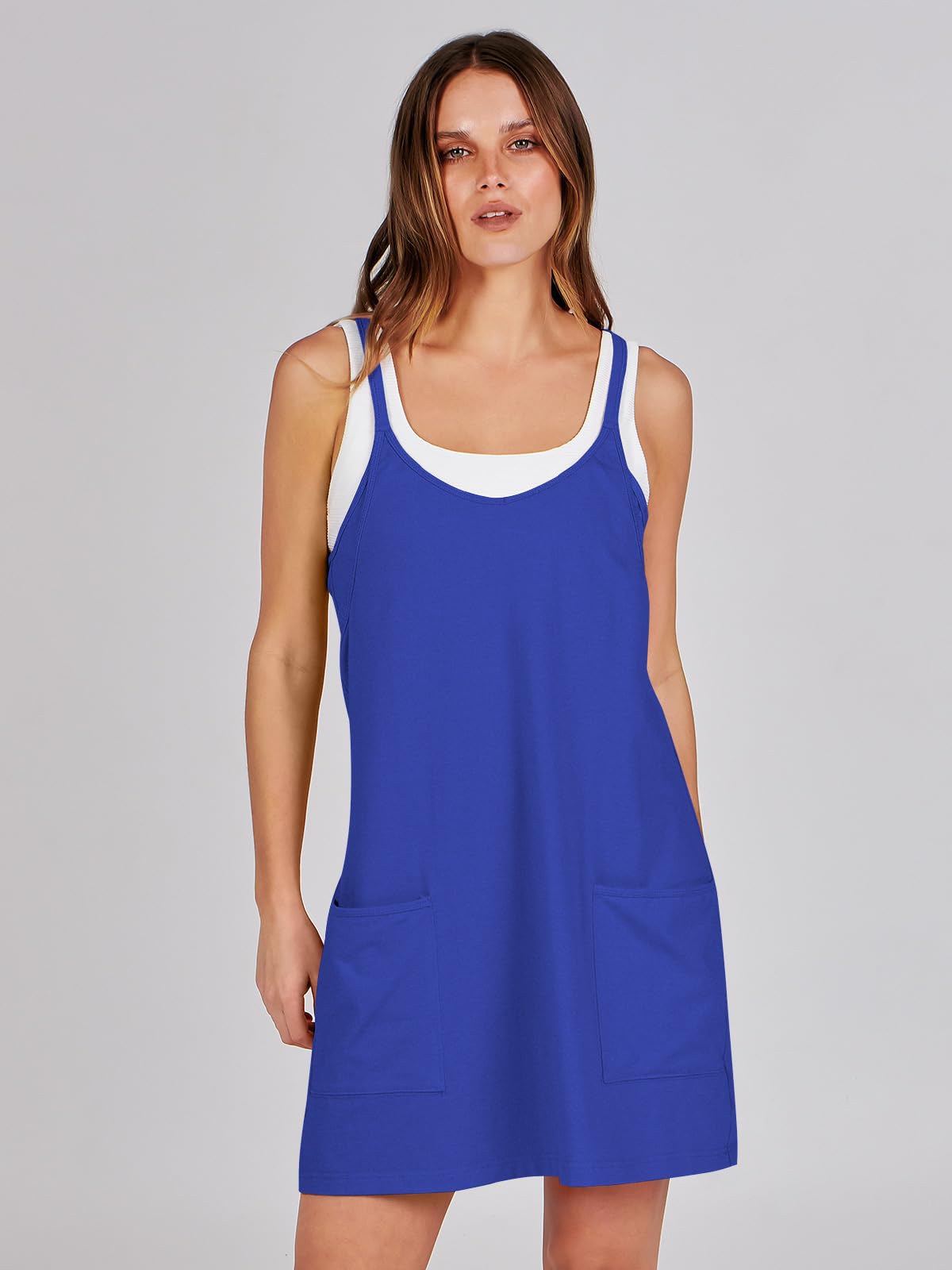 ANRABESS Women Summer Mini Romper Dress Workout Tennis Active Sports Athleisure Outfits built in Shorts Trendy Vacation Royal Blue Medium