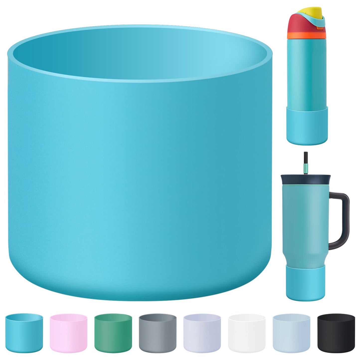 UBEEKOO Tall Silicone Boot for Owala Tumbler 40oz, for Owala FreeSip 24oz, Sleeve Cover for Stanley 24oz IceFlow Fast Flow Water Bottle, Anti-Slip Bottom Protective for Owala Accessories,SkyBlue
