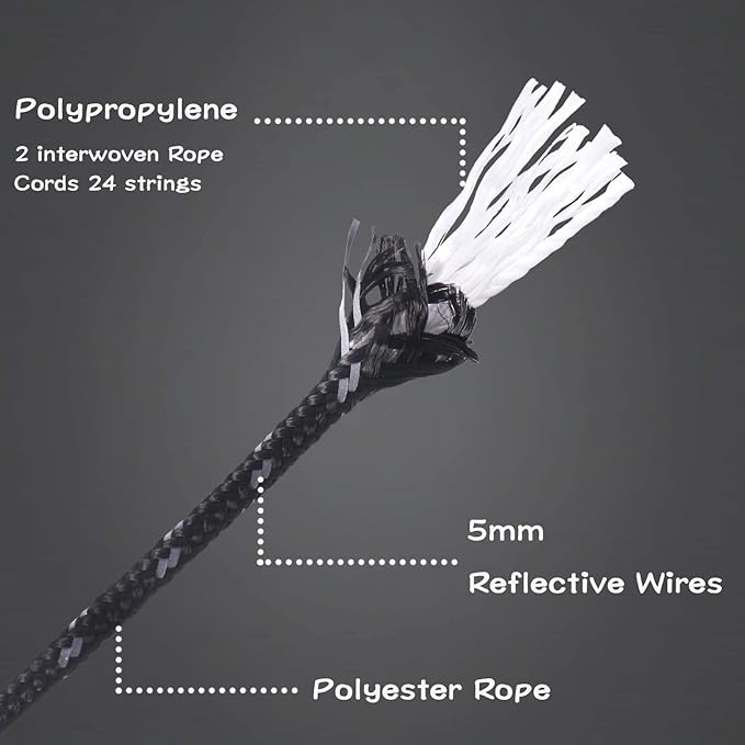 Hikeman 6 Pack 4mm Outdoor Guy Lines Tent Cords Lightweight Camping Rope with Aluminum Guylines Adjuster Tensioner Pouch for Tent Tarp, Canopy Shelter, Camping, Hiking, Backpacking (Fluorescent Green)