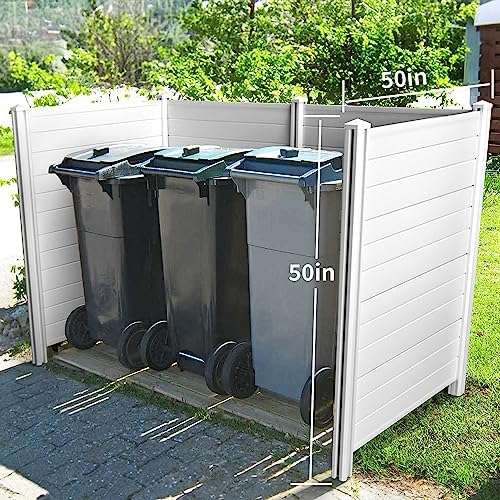 Air Conditioner Fence Privacy Screen 50 "H x 50 "W Trash Can Enclosure，Pool Equipment Enclosure White Outdoor Privacy Vinyl Fence Panels for Outside（2 Panels with Metal Stake）