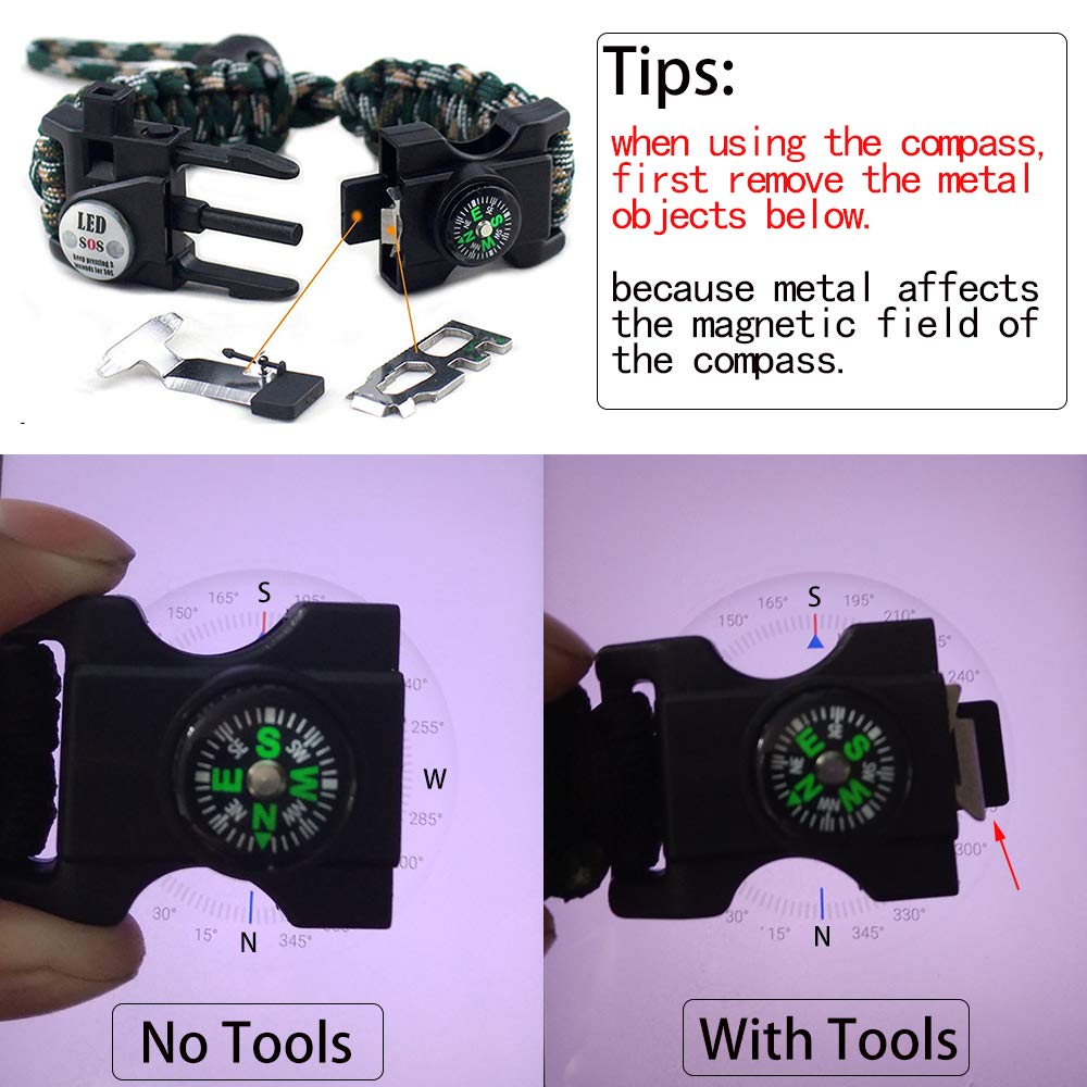 Daarcin Survival Paracord Bracelet,Fire Starter,Waterproof SOS Light, Compass, Whistle, Adjustable AK87 20 in 1,Outdoor Ultimate Tactical Survival Gear Set,Gift for Kids,Men