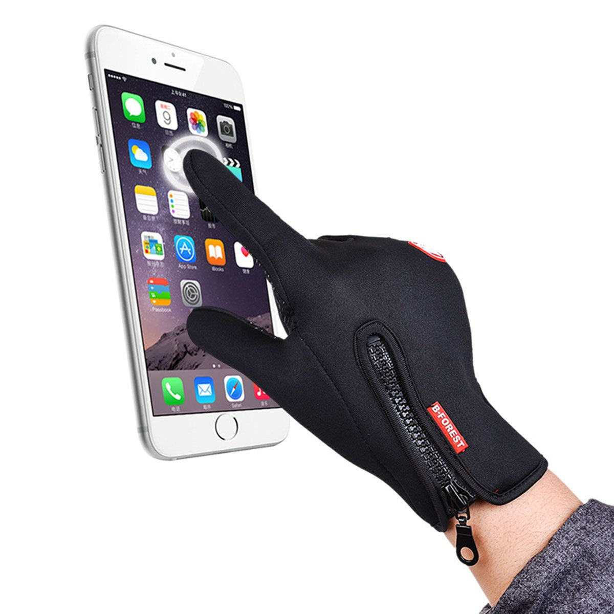 Lyna Cycling Skiing Skating Gloves, Adjustable Waterproof Touchscreen Bike Gloves in Winter Outdoor for Men or Women (L), Black