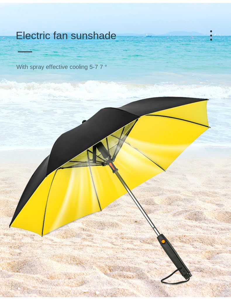 Uv Blocking Umbrella With Fan, 2024 New 3 In 1 Umbrella With Fan And Mist Spray, Sun Umbrella Protection, Usb Rechargeable Sun Umbrella, Cooling Umbrella With Fan, For Fishing, Golfing, Patio, Sand, Travel (Flamingo)