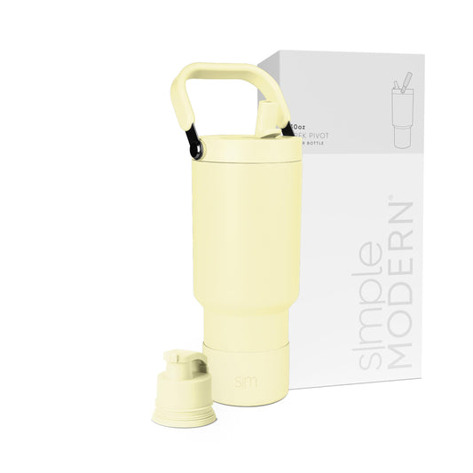 Simple Modern Trek Pivot | 30oz Flip Straw Tumbler with Handle | Water Bottle & Boot | Interchangeable Straw & Chug Lids | Insulated Stainless Steel Jug | Gym Sports Outdoors | Buttercup