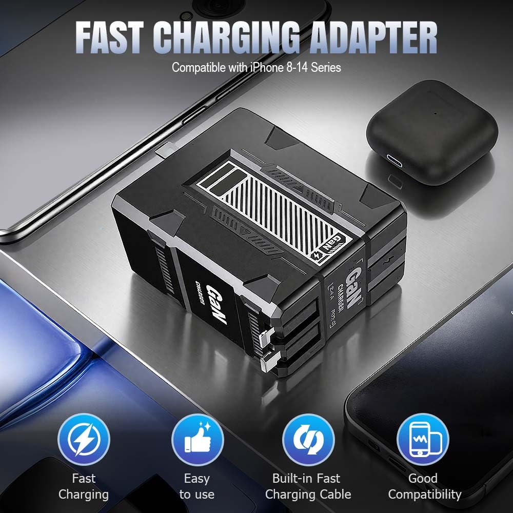 2025 New 2 in 1 GaN Charger 120w, New Scalable Retractable 120w Fast Charger Module, All in 1 Foldable Charging Adapter Wall Plug for Phone, Tablet, Laptops (Orange)