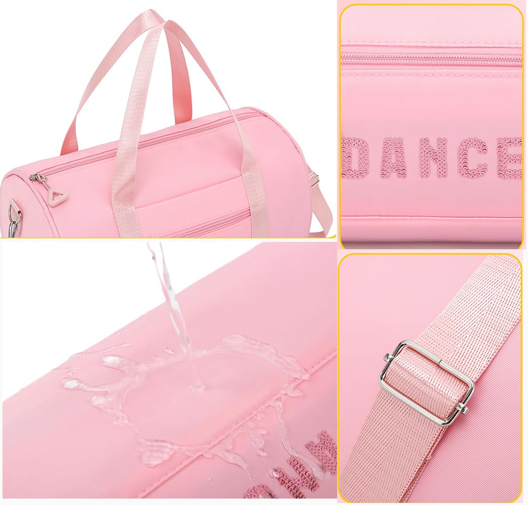 Dance bags for kids Lightweight Cute Ballet Dance Bag Gym Travel Duffle Bag for Girls Tutu Dress Bag 3-6 Year Olds (Black-sequins)