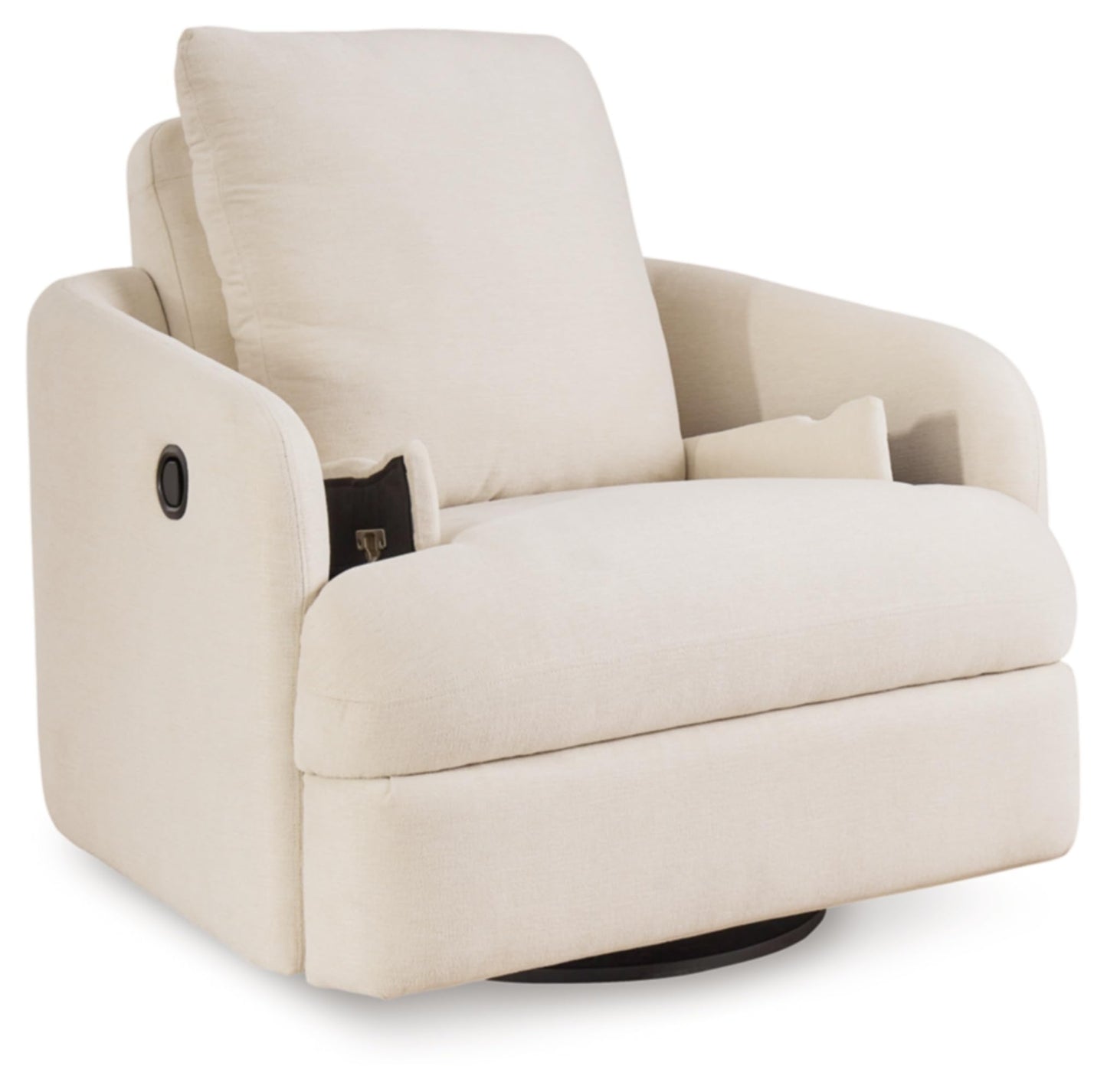 Signature Design by Ashley Modmax Coastal Press-Back Swivel Glider Rocker Recliner with Machine Washable Cover, Hidden Storage Compartments and 2 Bolster Pillows, Beige