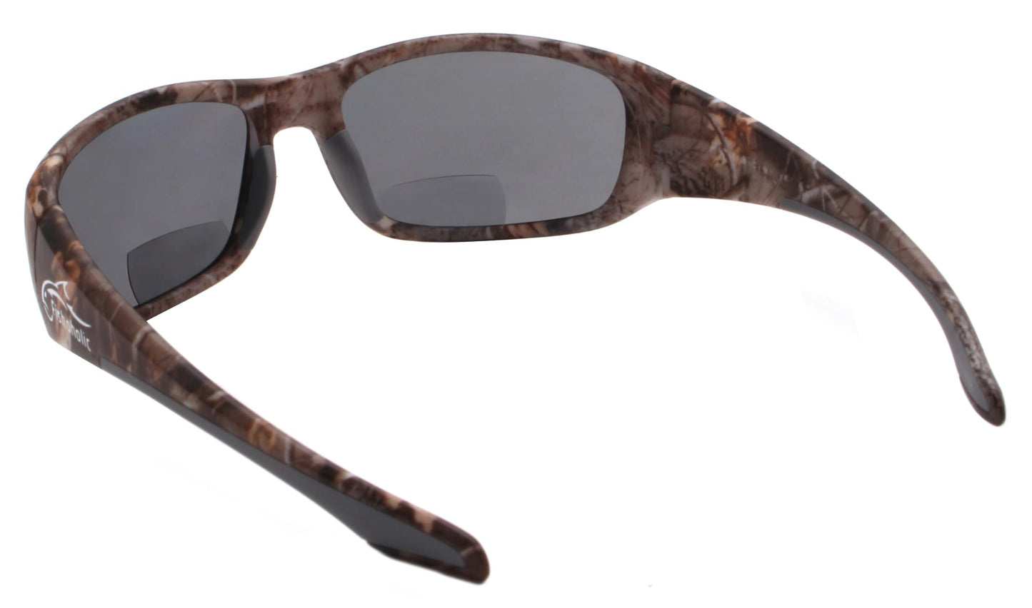 Fishoholic BiFocal - x1.5 x2.0 x2.5 (Reader) - Polarized Bi-Focal Fishing Sunglasses - UV400 Great Fishing Gift for Father Dad (x1.5-CAMO-MB)