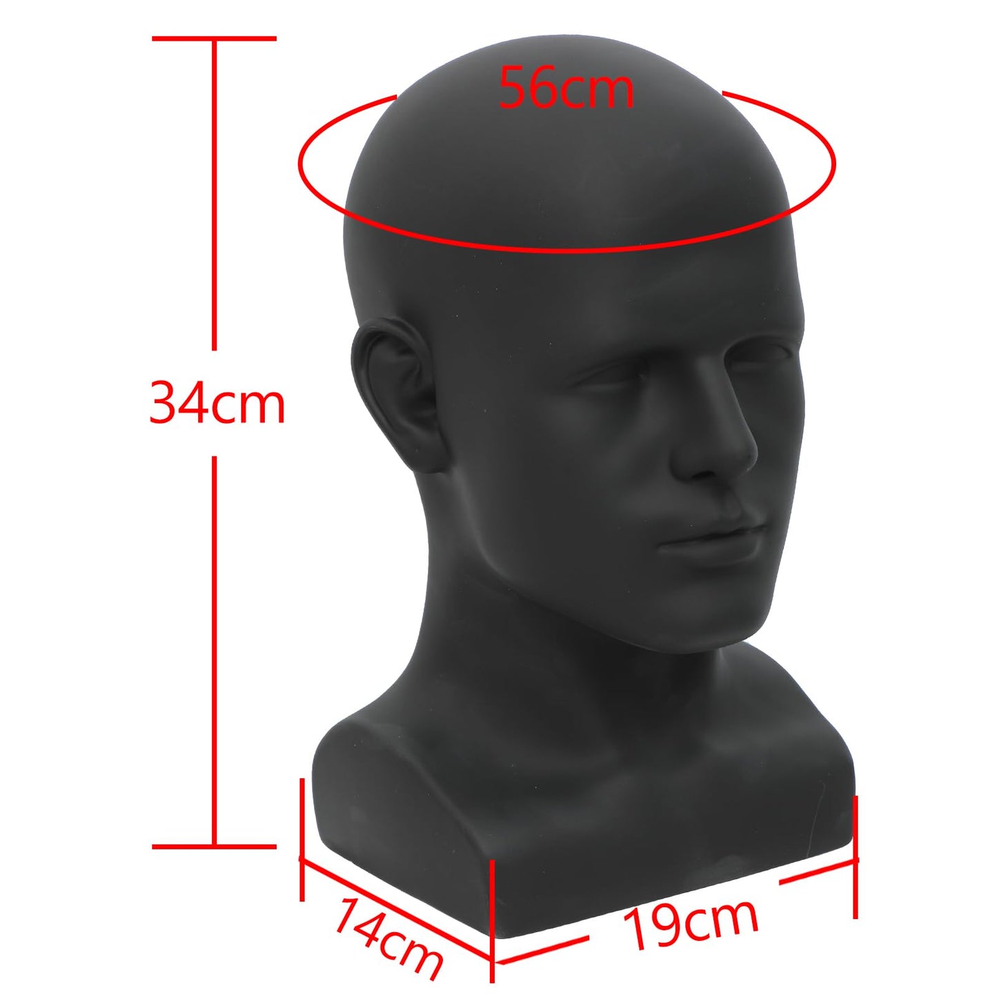 AMLUCKS Male Mannequin Head Professional PVC Manikin Head for Display Wigs Hats Headphone Mask Sunglasses Scarf Jewelry Display Stand (Black)