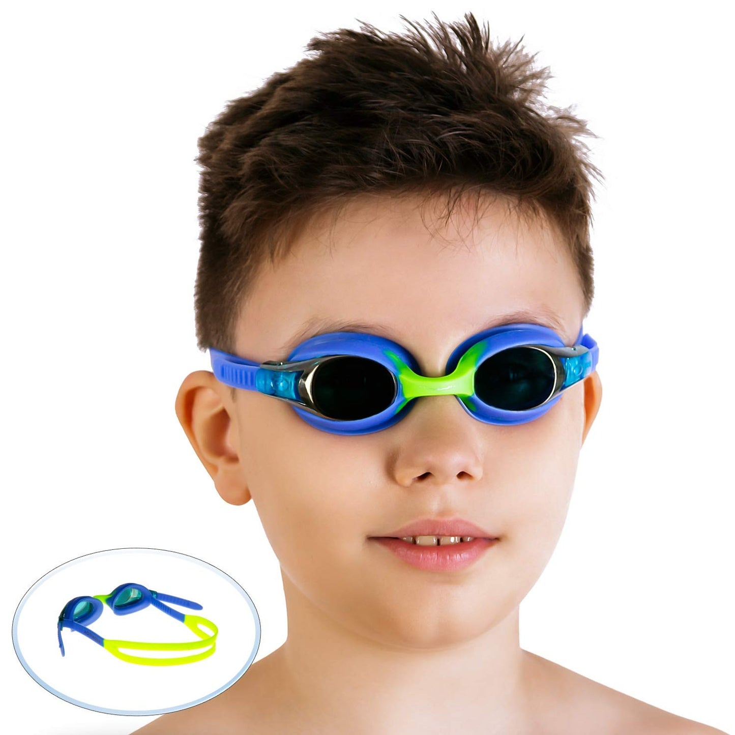 AqtivAqua Kids Swim Goggles Swimming Goggles for Kids Youth Childrens Boys Girls - Mirror Lenses (Black Color)