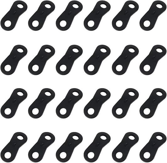 lasenersm 24 Pieces Cord Adjuster Tent Tensioners Guyline Cord Adjuster Rope Adjuster Aluminum Alloy Wind Rope Buckle 2 Hole Rope Guyline Adjuster for Tent Camping Hiking, Black