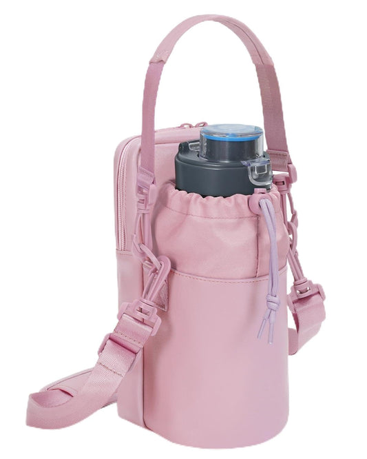 Wandering Nature Water Bottle Holder with Strap 32oz Insulated Water Bottle Carrier Sling Bag with Phone Pocket Water Bottle Pouch for Hiking Walking, Pink(Patent Pending)