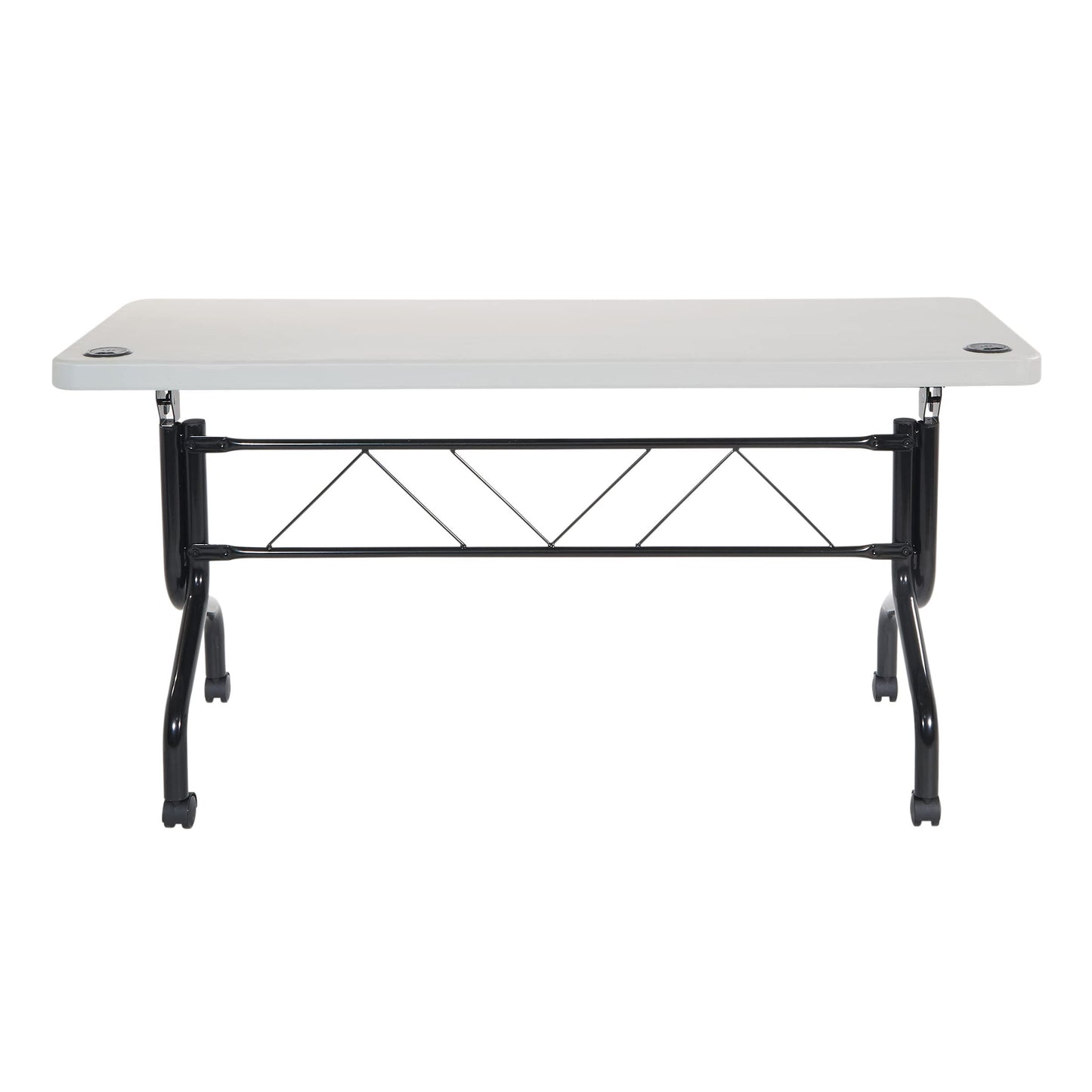Office Star Resin Multipurpose Flip Training Table with Locking Casters for Home and Office, 5 Feet