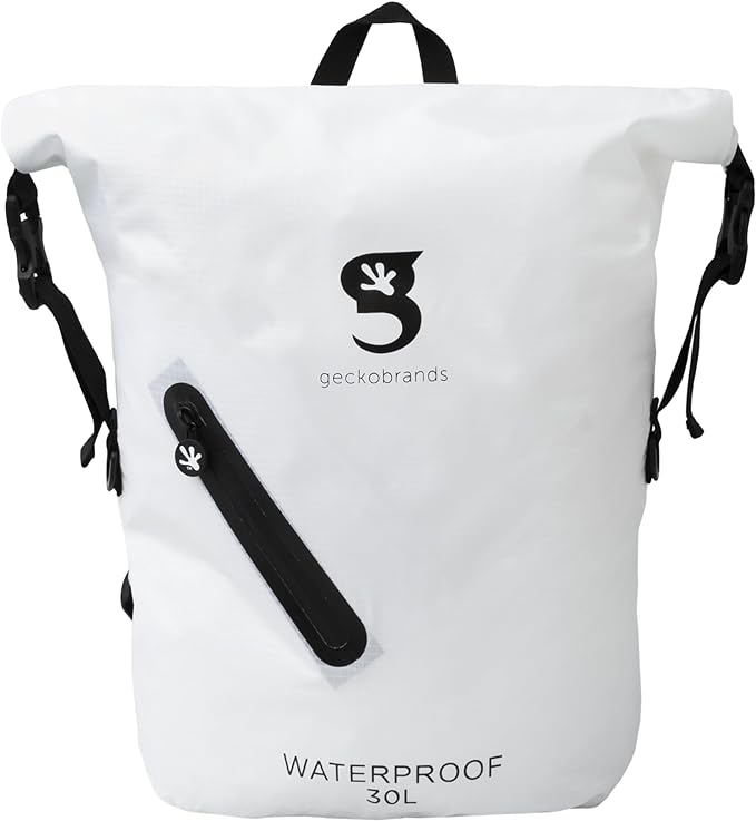geckobrands Lightweight 30L Waterproof Backpack - Lightweight Watertight Outdoor Bag Hiking Traveling Light Water Activities