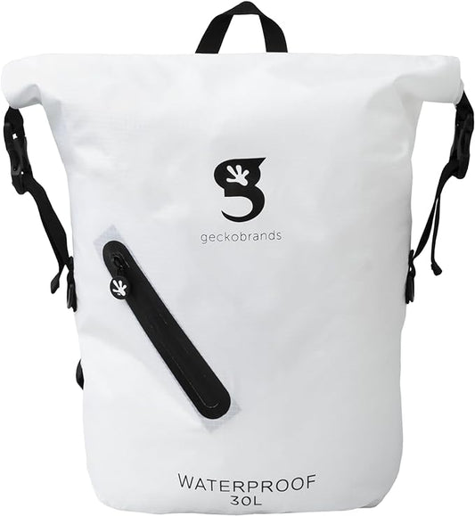 geckobrands Lightweight 30L Waterproof Backpack - Lightweight Watertight Outdoor Bag Hiking Traveling Light Water Activities