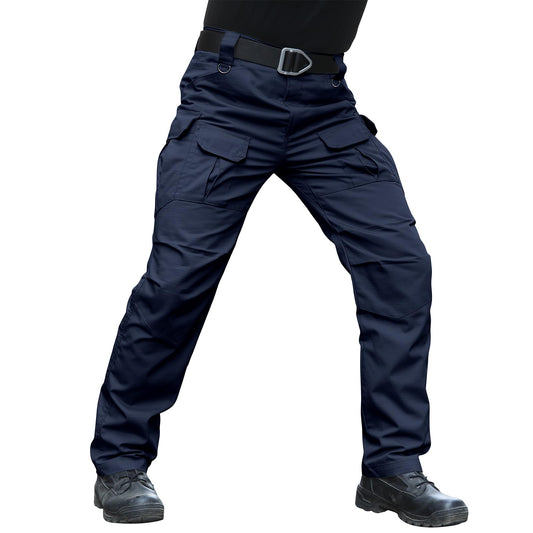 Hiwise Men's Stretch Tactical Pants Water Resistant Ripstop Cargo Pants Outdoor Lightweight EDC Work Hiking Pants (Navy Blue, 34WX32L)