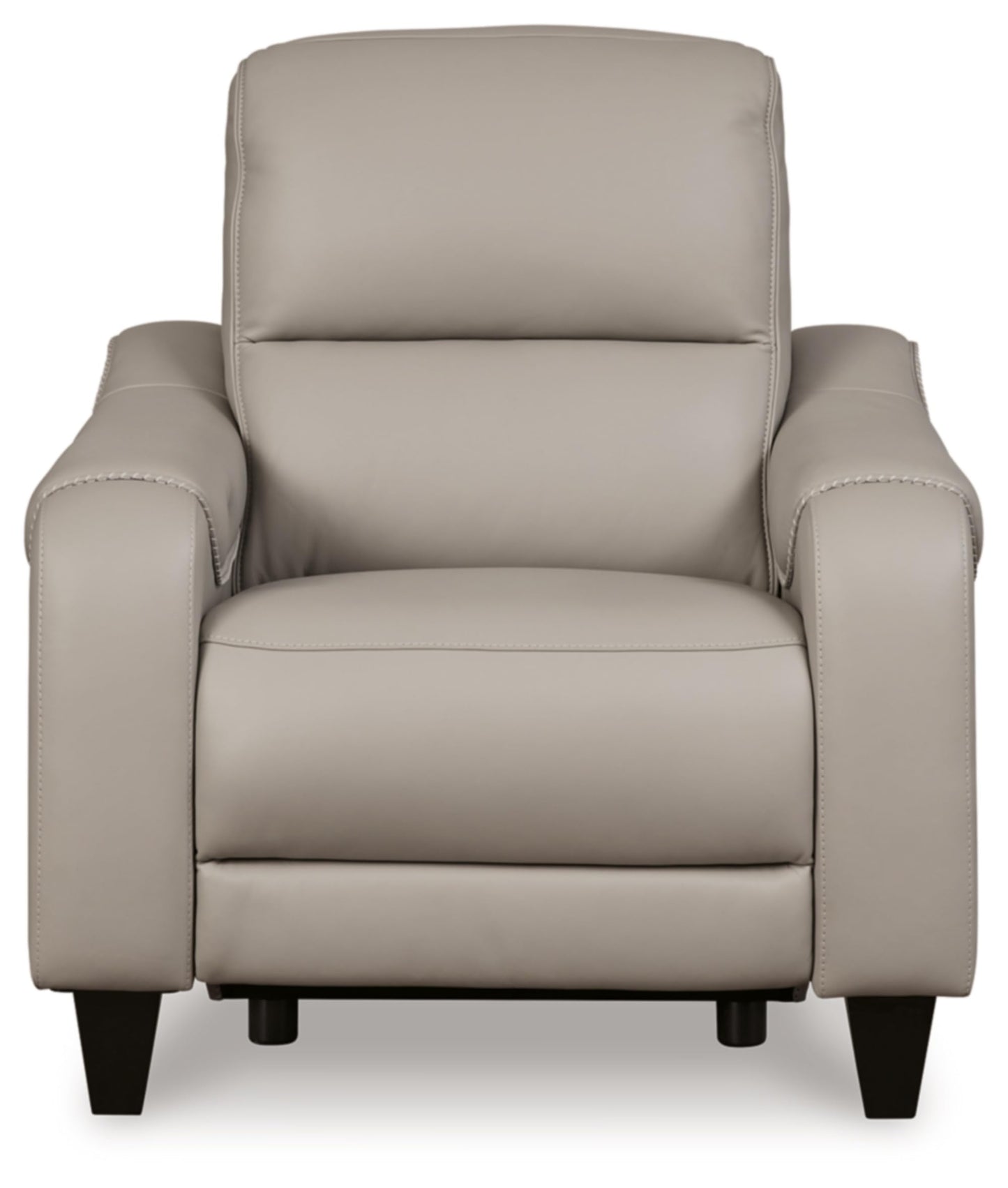 Signature Design by Ashley Mercomatic Contemporary Leather Match Wall Hugger Power Recliner with Adjustable Headrest and USB Ports, Light Gray