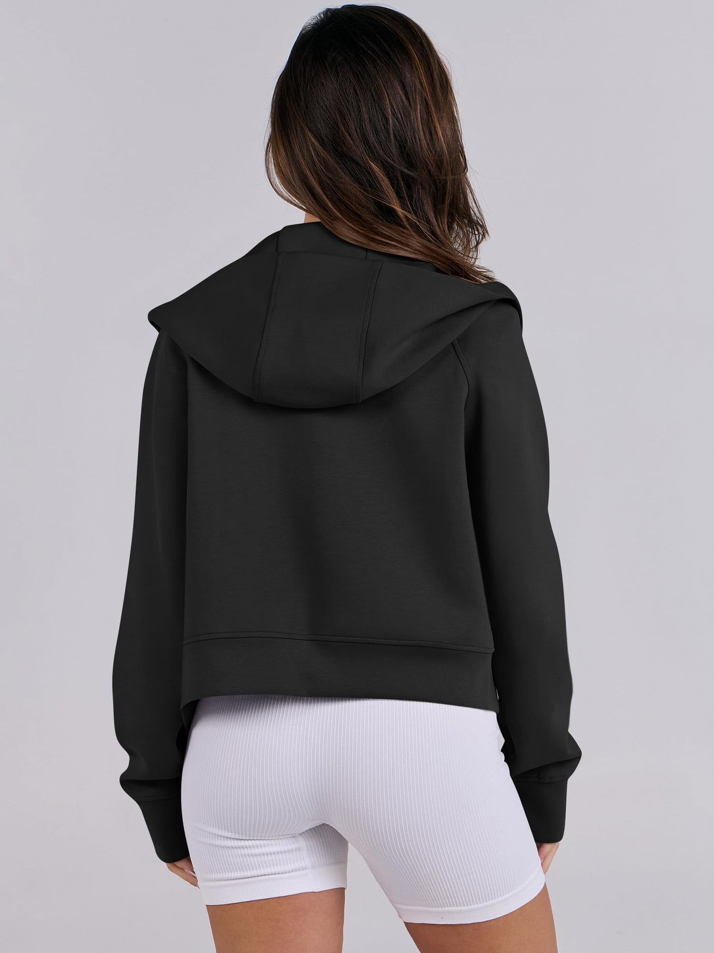 ANRABESS Womens Zip Up Hoodies Cropped Sweatshirts Fleece Jackets Fall Outfits Casual Hooded Y2k Tops Winter Clothes 2024 Black Small
