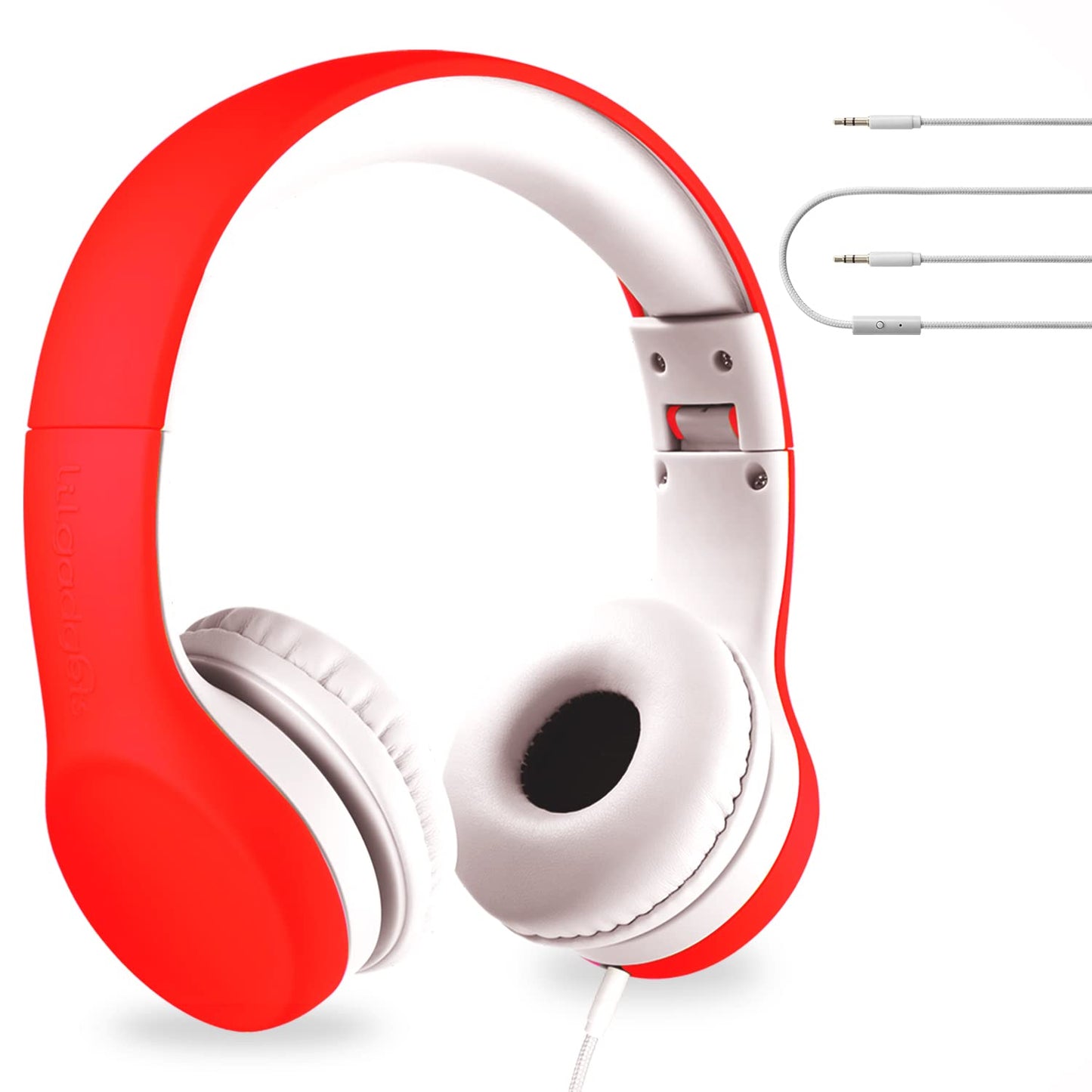 LilGadgets Connect+ Wired Kids Headphones for School with Microphone, Volume Limiting & Noise Reduction On-Ear Headset with Cord, SharePort Technology & SoftTouch Padding, Red - Kids Wired Headphones