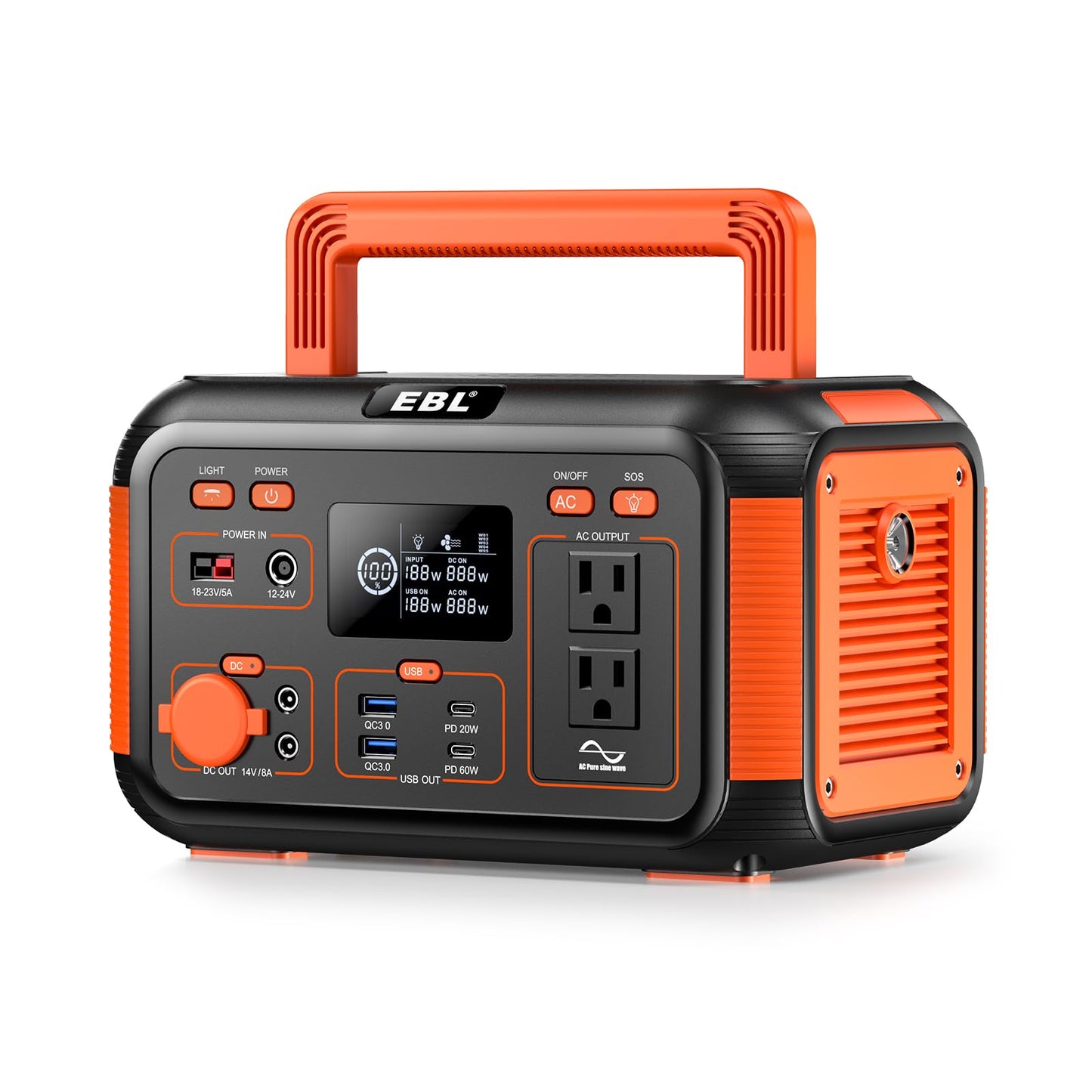 EBL Portable Power Station 300W(Peak 600W), 269.36Wh Lithium Battery Camping Solar Generator for Outdoor and Indoor Emergency Use