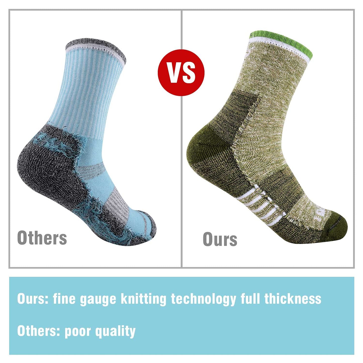 FEIDEER Women's Hiking Walking Socks, 3-Pack Outdoor Recreation Wicking Cushion Crew Socks (3WS20403-M)