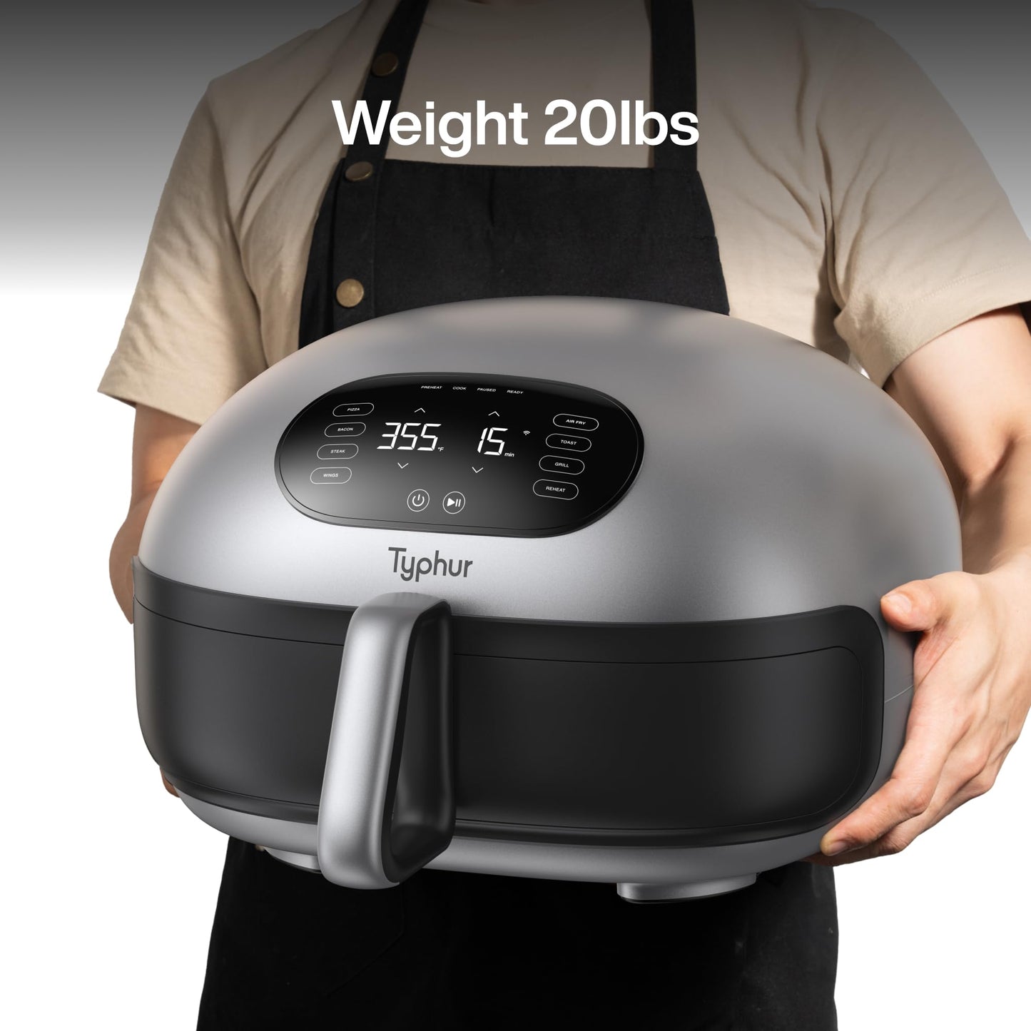 Typhur Dome 2 Air Fryer, Extra Large Airfryer with Superior Airflow, Self-cleaning Smart Digital Fryer with PFAS free Basket for Quick Easy Meals, Up to 32 Chicken Wings Capacity [New Version]