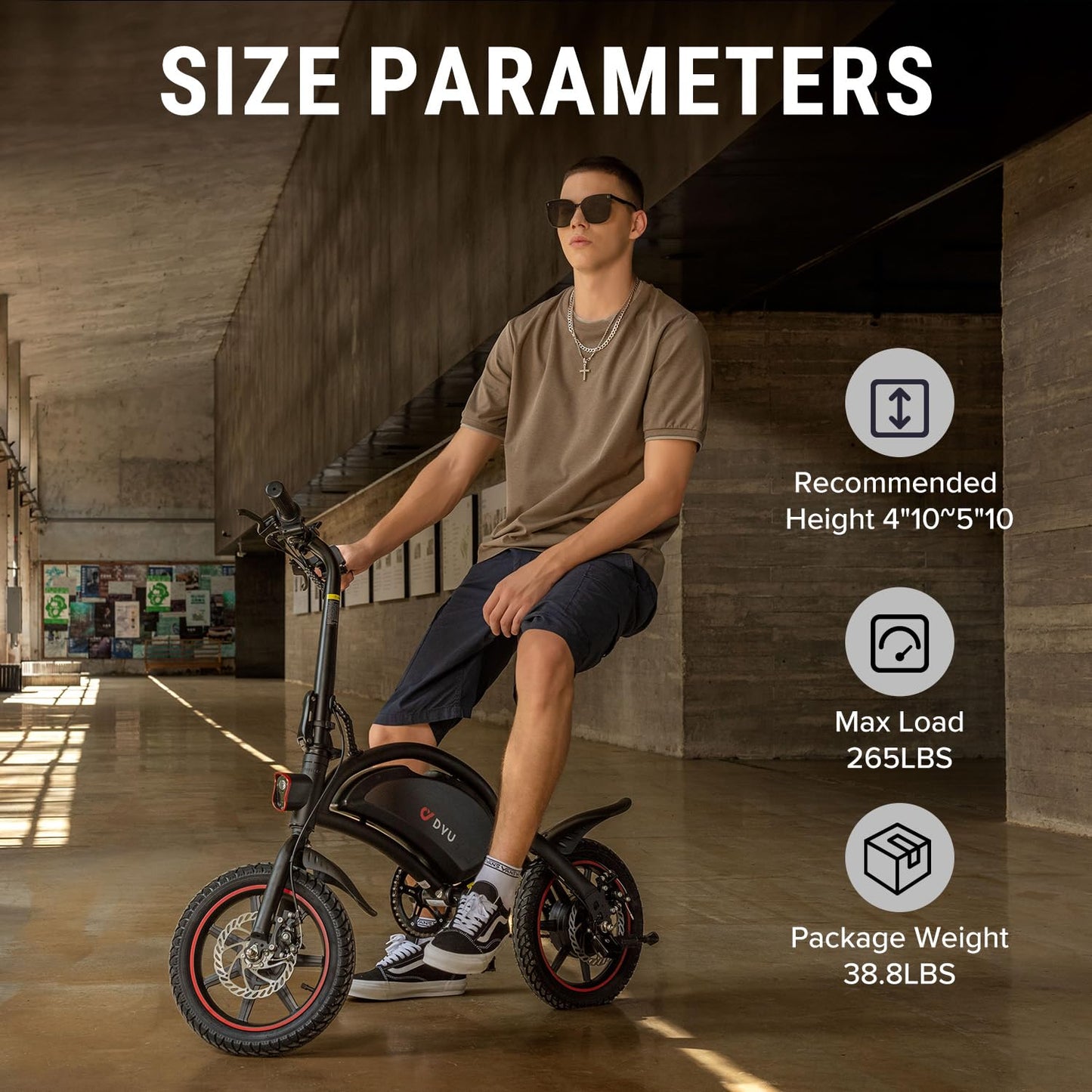 DYU Electric Bike for Adults Teens, D3F 14" Folding Electric Bicycle,Commuter City E-Bike with 250W Motor and 36V 10AH Lithium-Ion Battery,37-40miles Travel Range UL Certification