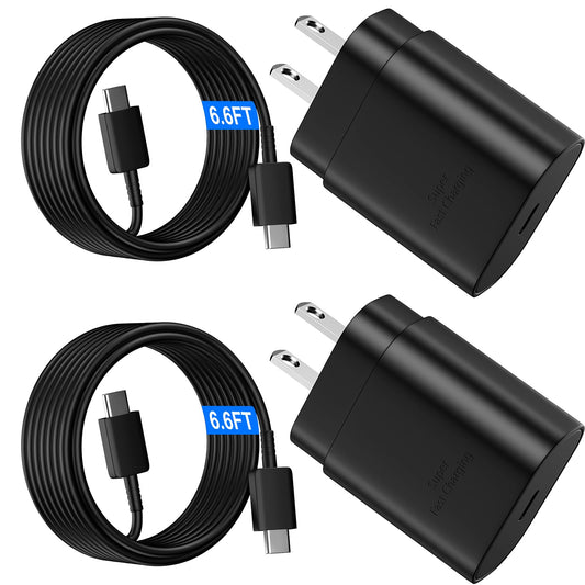 Android Charger, 25W Super Fast Charger USB C Samsung Phone Charger Fast Charging 6.6FT C Type Cord for Samsung Galaxy S25/S25 Ultra/S25+/S24/S24 Ultra/S24+/S23 Ultra/S23/s22/S21/S20/Note 20/10