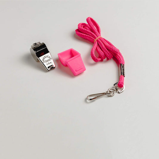 American Whistle Corporation American Classic Whistle - 126 db Solid Brass Whistle with Lanyards and Safe-T-Tip - Made in America (Hot Pink)