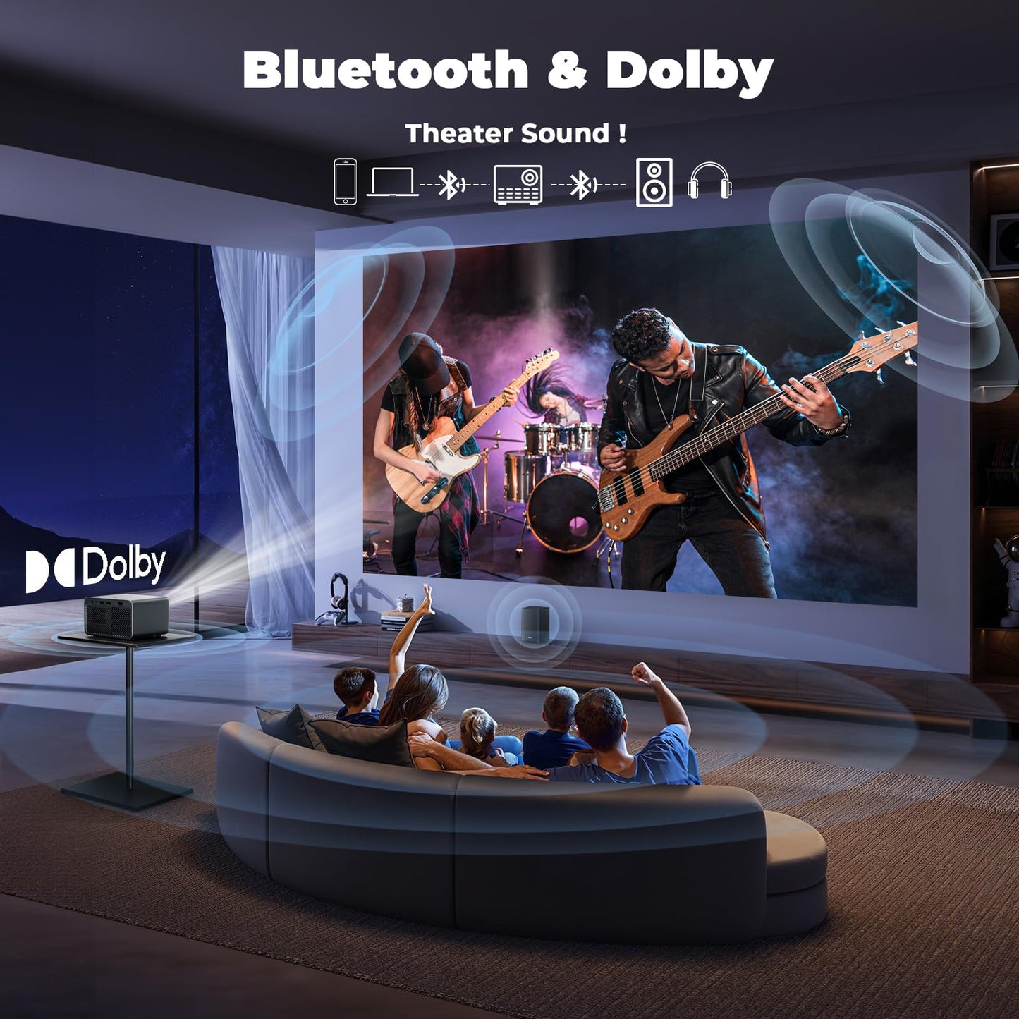 Projector with WiFi and Bluetooth, Mini-Projector: [For Netflix & AI Auto-Setup System & Live TV& 1000ANSI & 800+Built-inApps &Browser],Lisowod L03Pro 1080P Smart Portable-Outdoor-Movie Projector