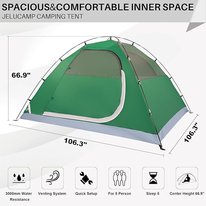 1/2/4/5/6 Person Dome Tents for Camping, Lightweight Portable Backpacking Tent, Small Easy Set Up Outdoor Waterproof Camping Hiking Tent for Adults