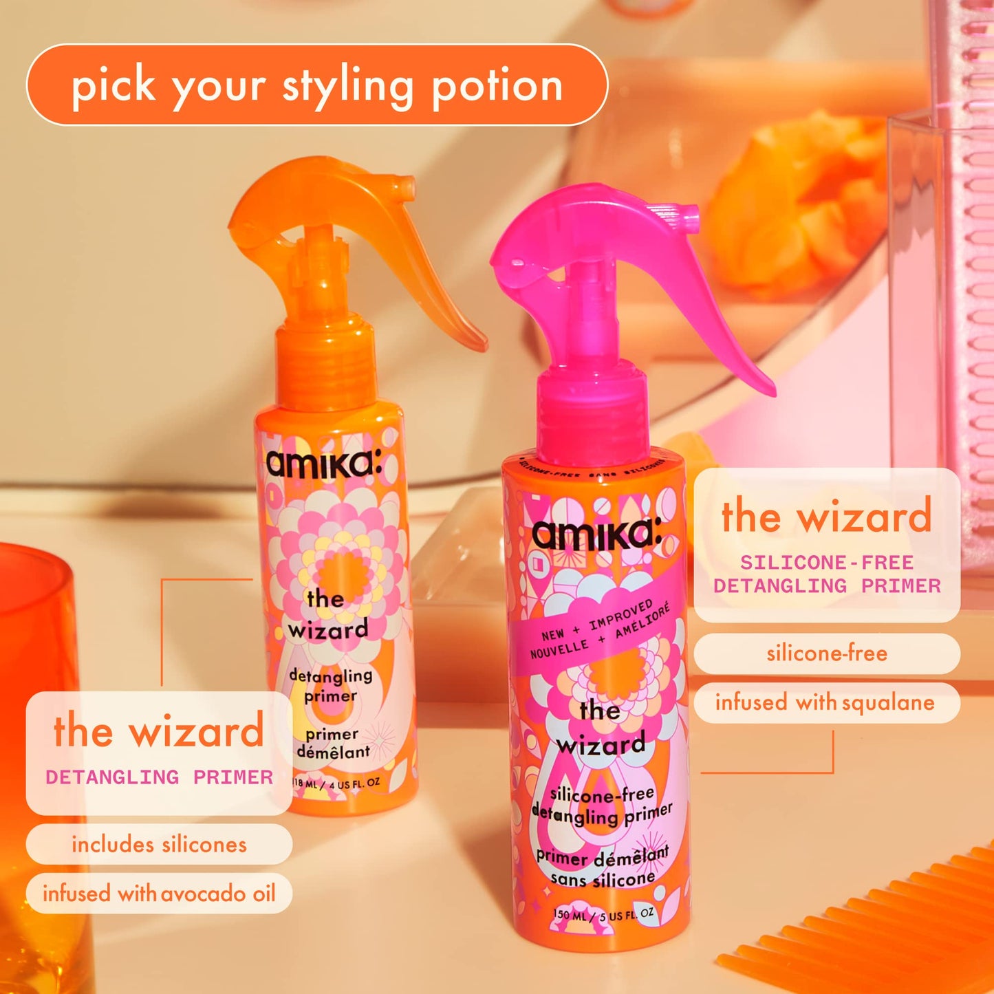 amika the wizard silicone-free detangling primer, 60ml