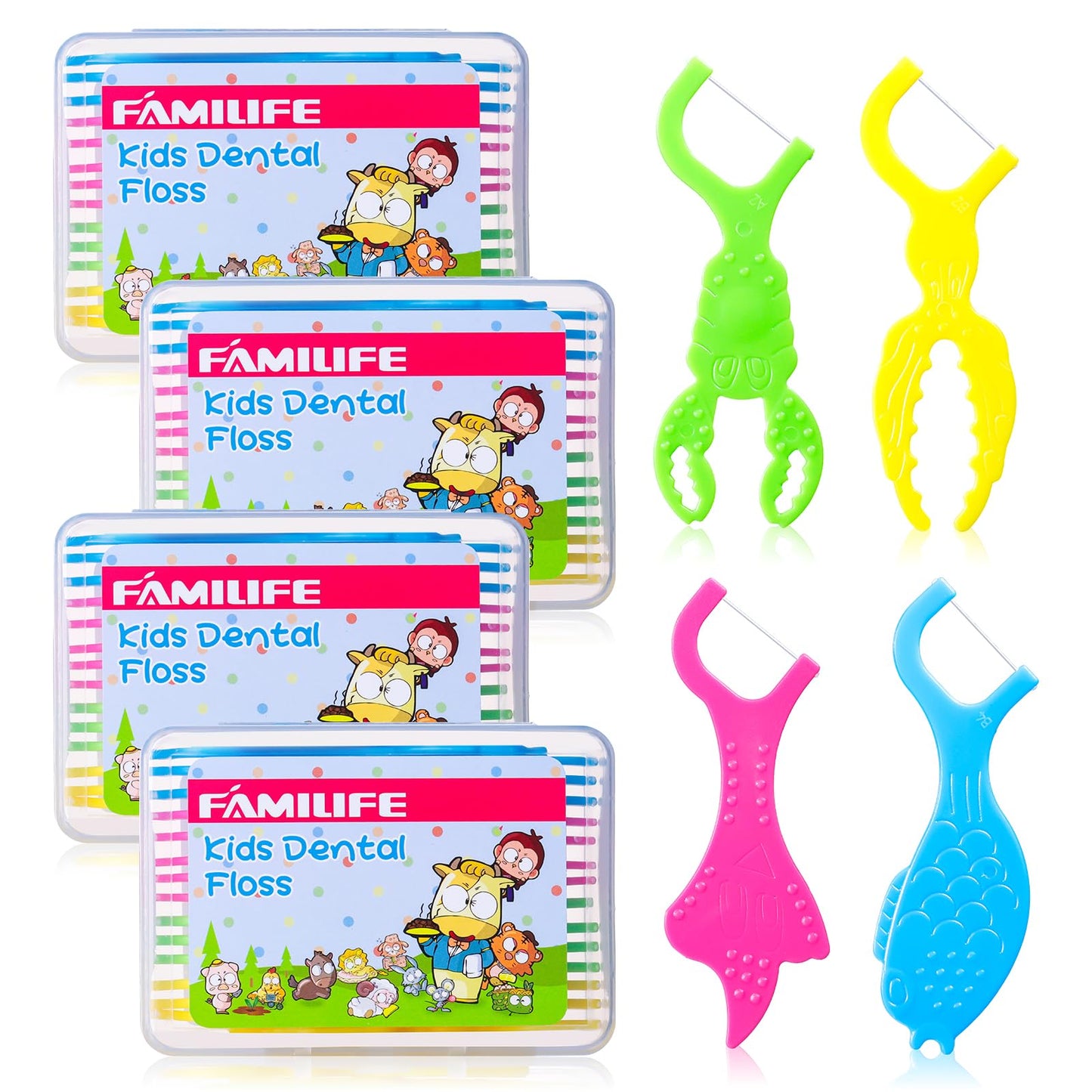 FAMILIFE Floss Picks, 240 Count Mint Dental Floss Cleaner, Tooth Picks Flossers with 4 Travel Handy Cases, Helps to Fight Tooth Decay and Keep Your Teeth Clean, Flossing Sticks for Family