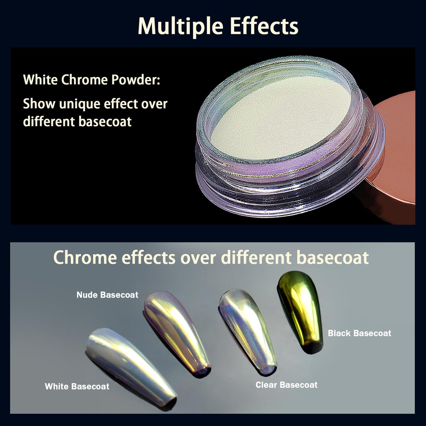 Allstarry Unicorn Chrome Nail Powder, Aurora Mermaid Iridescent White Pearl Nail Chrome Powder Pigment Glitter Fairy Dust for Nail Art, Manicure, Gel Nail Polish - Autumn Gingko