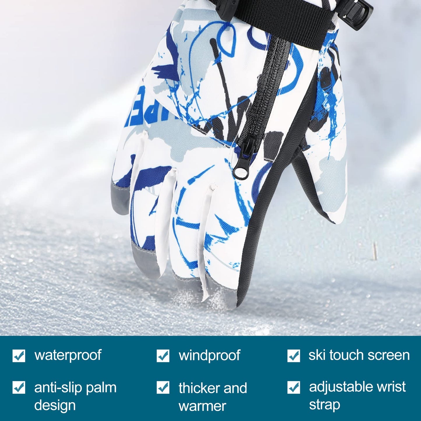 American Trends Ski Gloves for Men Women Winter Warm Outdoor Riding Mountaineering Thick Waterproof Windproof Pockets Winter Snow Gloves Pink M