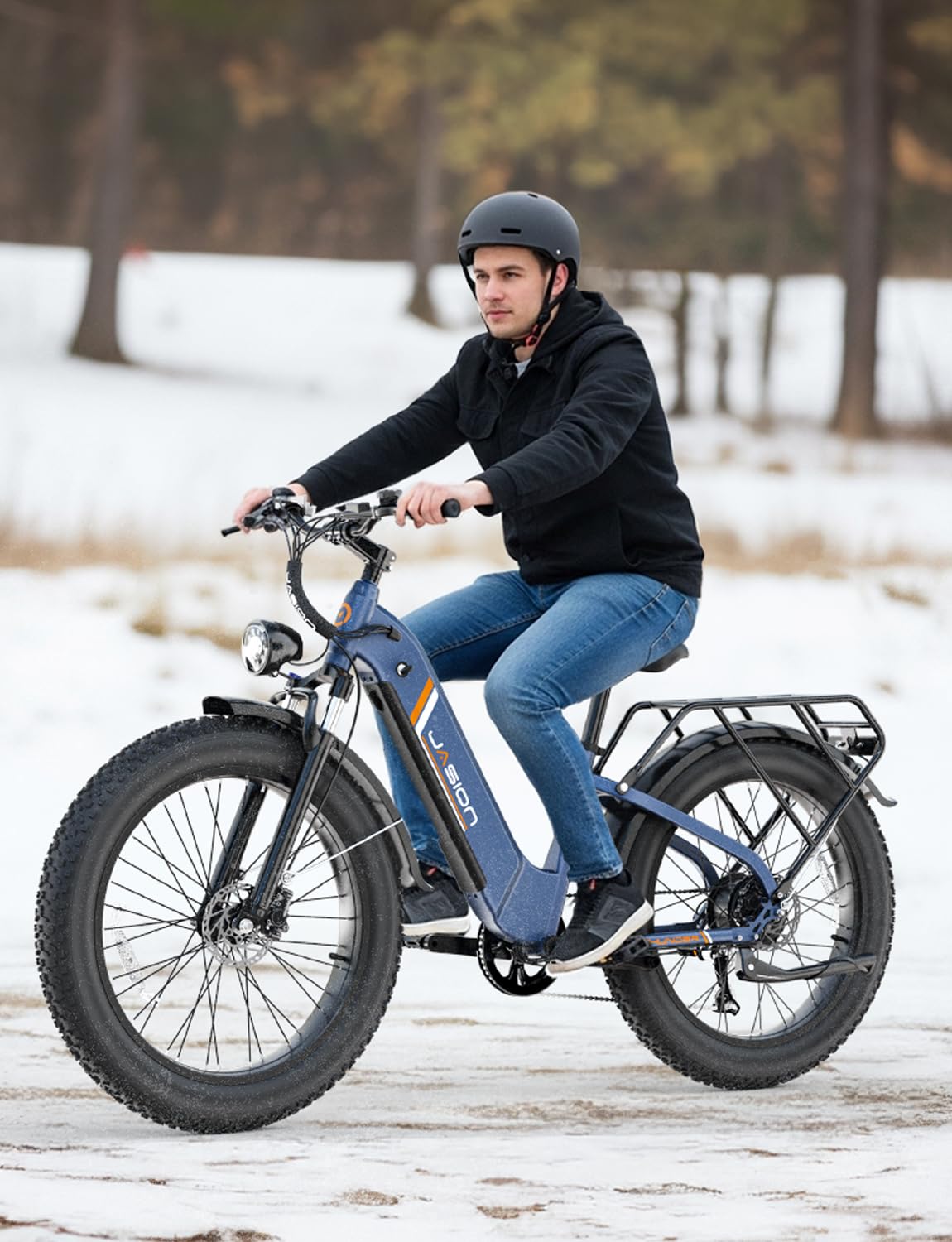 Jasion Thunder Electric Mountain Bike 2PCS, 1500W Peak Motor, 48V 18AH Removable Battery 30+MPH Ebike for Adults APP Control, Hydraulic Brake, Front Suspension, 26'' x 4'' Fat Tire Electric Bicycles B