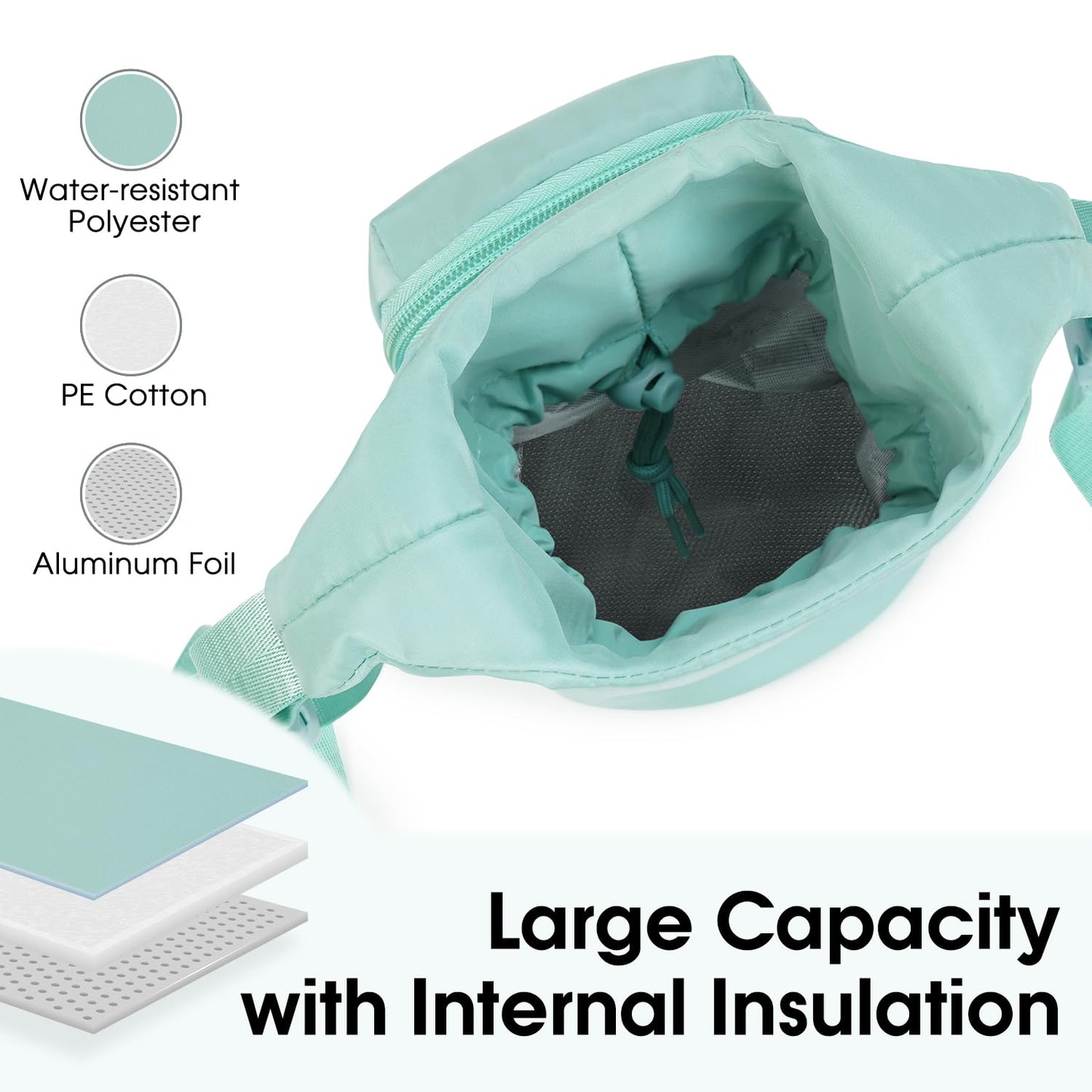 Ceneda Water Bottle Carrier Bag with Phone Pocket 32oz 40oz Tumbler Insulated Water Bottle Holder with Adjustable Shoulder Strap Carrier Sling Bag (Mint Green)