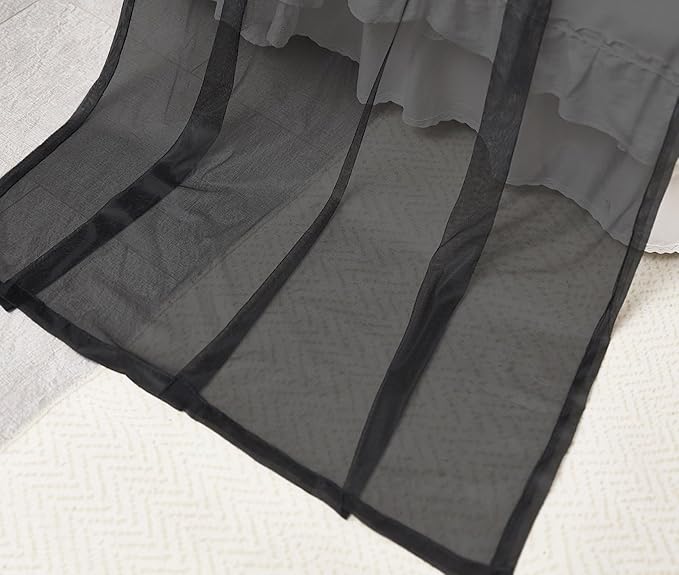 Akiky Bed Canopy Curtains for Girls Elegant Canopies Curtain Scarf with Light Great as Room Decor,Wedding decortion,Window Valance Curtain (Twin,Black)