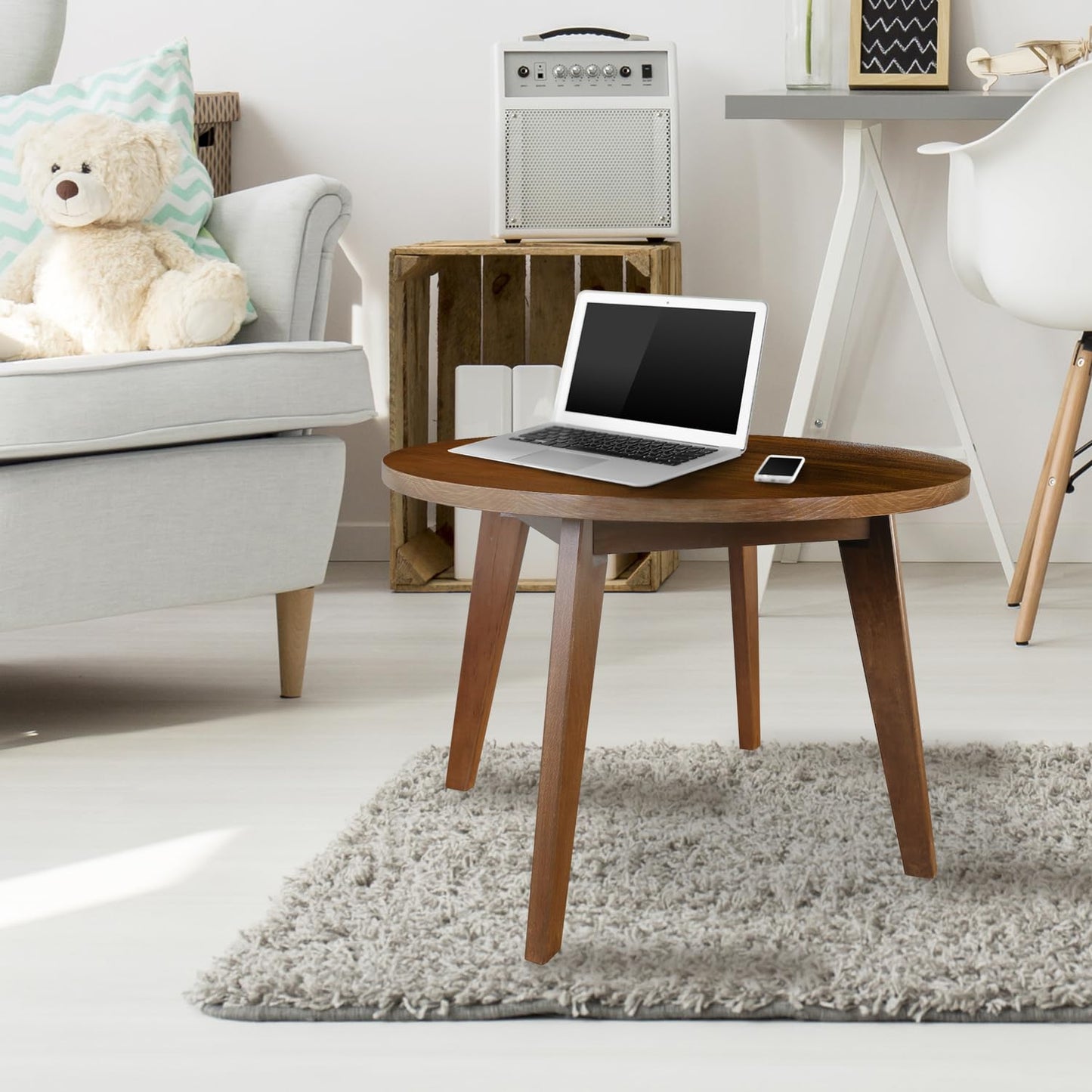 American Trails Genuine 100% Hardwood Round Coffee Table - Hand-Wiped Walnut