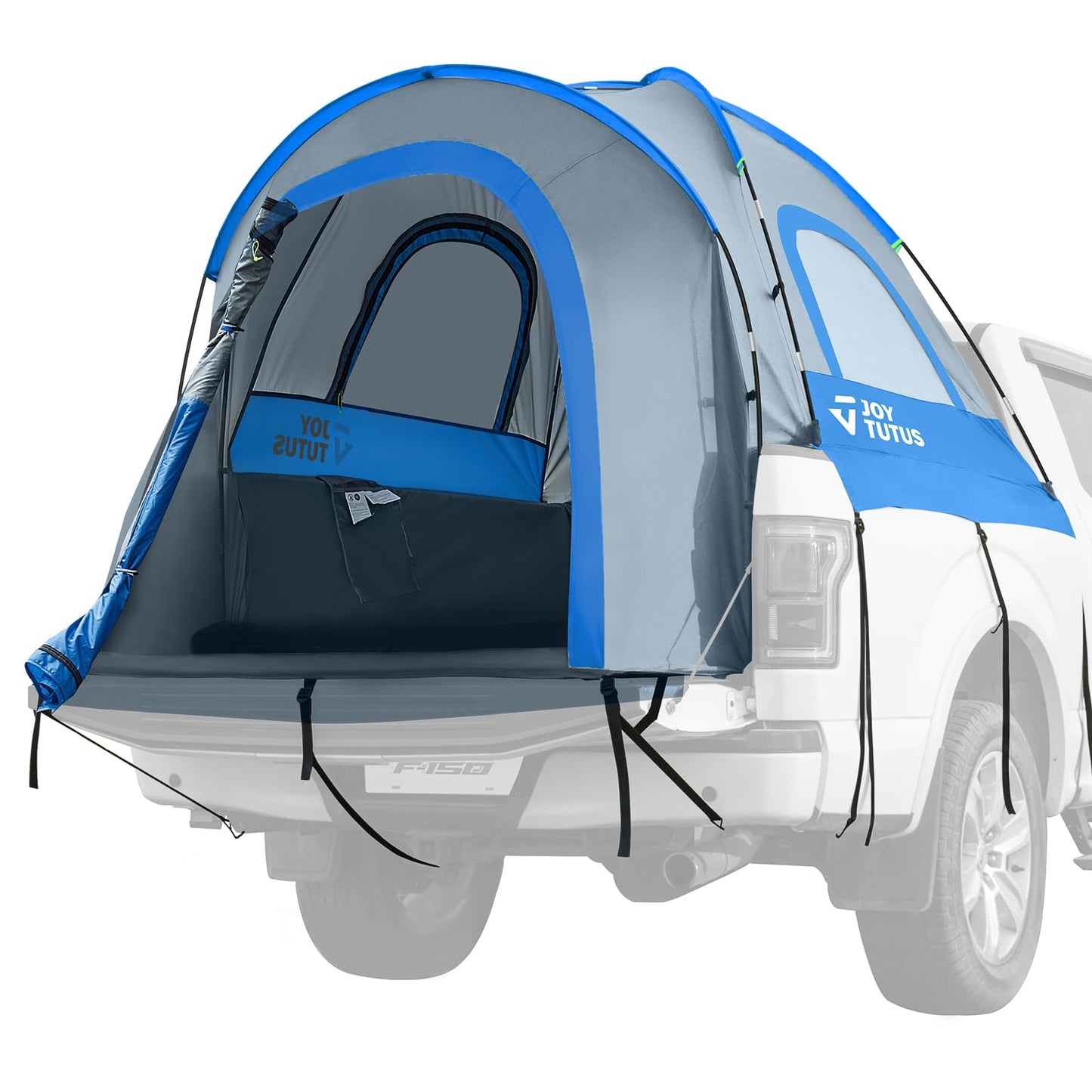 JOYTUTUS Truck Tent, Portable Truck Bed Tent for 5.5'-5.8' with Rainfly, Truck Tent with Fiberglass Pole, Waterproof PU2000mm Double Layer for 2 Person - Blue